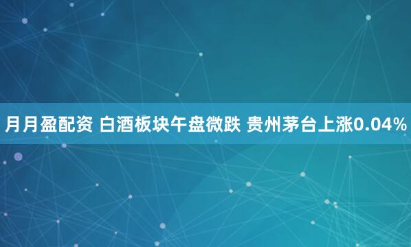 月月盈配资 白酒板块午盘微跌 贵州茅台上涨0.04%